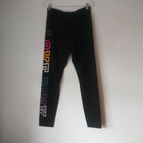 Pink Victoria's Secret women's size L black with multicolored logo leggings - Picture 4 of 14